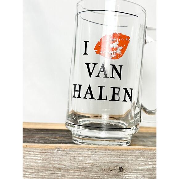 Vintage Rare VAN HALEN glass pint mug with handle - Picture 2 of 5